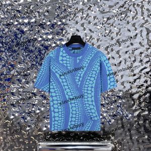 xinxinbuy Herren Designer T-Shirt 23ss Gestrickte Infinity Dots Kürbis Jacquard Kurzarm Baumwolle Damen Aprikosenblau S-XL
