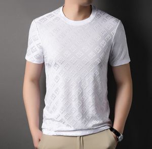 Designer 2023 Novo Jacquard Round Neck Manga curta T-shirt Summer Summer New Korean Casual Fashion Trend Color Solid Men's Camiseta