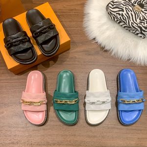 2023 Slide Bom Dia Comfort Flat Women Sandals مصممة مصممة من الجلد الفاخرة طباعة النعال الشاطئ المطاط