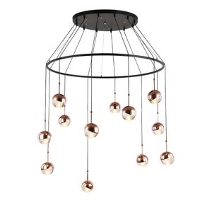 Staircase Pendant Lamp with Solid Acrylic Ball Rose Gold Raindrop Chandelier Dining Room Bedroom Living Room Light Fixture