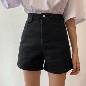 Shorts feminino Celana Pendek Wanita Jeans Pinggang Tinggi Hitam Lurus Longgar Musim Panas Kasual Ropa Mujer 230510