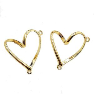 Charms 100 st/mycket guldpläterat 3D -hjärtanslutning som är bra för DIY -hantverk som gör 34x34mm Drop Leverans smyckesfyndkomponenter DHAYL