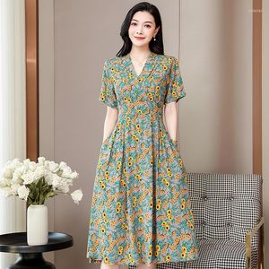 Sukienki imprezowe Eleganckie i eleganckie sukienki kwiatowe Koreański styl 2023 Casual Long For Women Summer Vintage Ubrania Wysoka jakość