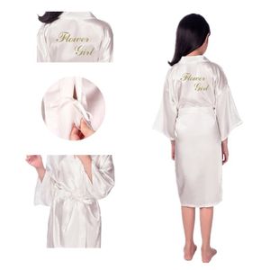 Pajamas Wholesale Flower girl Gold Glitter Robes Kids Girls Silky Satin Robes for Wedding Bridal Party Children Bathrobes L239 230509