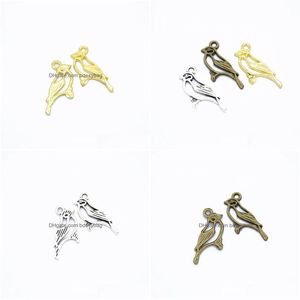 Charms 300 Stück / Lot aushöhlen 26 x 15 mm Vogelanhänger Antik Silber Bronze Gold für Option Drop Lieferung Schmuckzubehör Komponenten Dhhqw