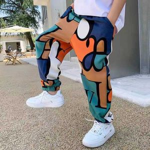 Men's Pants New Boys Print Casual Pants Summer Graffiti Designer Print Sweatpants Thin Long Pant Teenage Kids Boys Clothes for 2-12 Y G230510