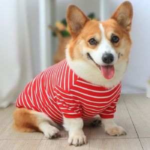 Coletes de algodão cão tshirt verão roupas para animais de estimação galês corgi roupas pijamas pomeranian bichon poodle schnauzer pug francês bulldog traje