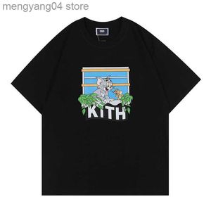 Koszulka damska Kith T-shirt Casual Men Kobiety 1 1 Najlepsza jakość Kith T Shirt Floral Cartoon Print 2022 Summer Daily Loose Men Tops Nowojorskie koszulki T230510