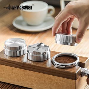 Coffeeware Tamper e distributore per caffè Utensili per pigiatura in acciaio inossidabile regolabile per barista da 58 mm Strumenti per livellare la distribuzione dell'espresso