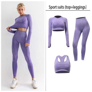 Yoga Outfits Frauen Yoga Top Langarm Gym Workout Kleidung für Frauen Nahtlose Yoga Set Fitness Kleidung Sport Outfit Anzug Sportswear AA230509