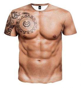 2023 3d three-dimensional printed tattoo muscle men's short sleeve Internet celebrity T-shirt spot T-shirt fitness elastic sweat absorption T-shirt