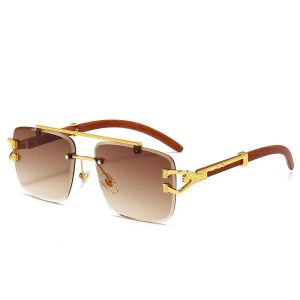 Металлические леопардовые деревянные солнцезащитные очки для женщины без оправы солнцезащитные очки мужчины в европейском стиле классический роскошный модный бренд каша