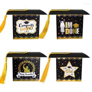 Gift Wrap 5/10Pcs Gilded Bachelor Hat Cap Candy Box Graduation Carton Cookie Packaging Boxes Bag 2023 Party Favor Supplies