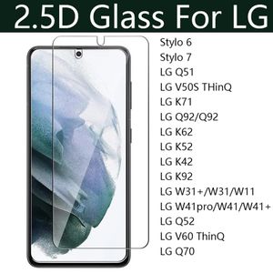 Premium 2.5D Clear Tempered Glass Mobile Telefoon Scherm beschermer voor LG Stylo 7 6 Stylo6 Stylo7 LG Q51 V50S ThinQ K71 Q92 K62 K52 K42 K92 W31 W41 Q52 V60 Q70