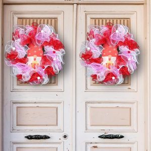 Decorative Flowers Unique Valentines Day Front Door Hanging Garland Round Pography Props