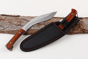 Wysokiej jakości mały nóż maczetów 440C satynowe ostrze pełne tang rączka drewniana stałe noża noża na zewnątrz kempingowe wędkowanie nóż przetrwania z nylonową osłoną
