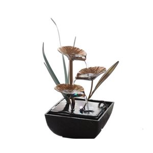 Oggetti decorativi Figurine Fontane d'acqua per interni Fontana di loto Artigianato in resina Regali Feng Shui Wheel Desktop per Home Office Teah Dh0Pk