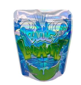 Carta da imballaggio Blue Limea Latti Cali Confezione Mylar Borse Smell Proof Richiudibile Zipper Holographic 420 Dry Herb Bag Drop Delivery Otcms