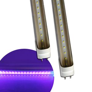 T8 G13 LED UV 395-400nm 365nm 5ft 4ft 3ft 2ft 10-50W AC85-265V Tubo luci 48-240LED FCC PF0.95 1200mm Lampada Blub Disinfezione ultravioletta Germe crestech888