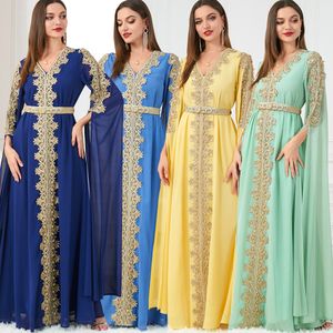 QNPQYX Nuovo Autunno Marocco Abito Donne Musulmane Abaya Abiti Da Festa Manica Lunga Abaya Dubai Turchia Islam Caftano Robe Longue Abiti Largos