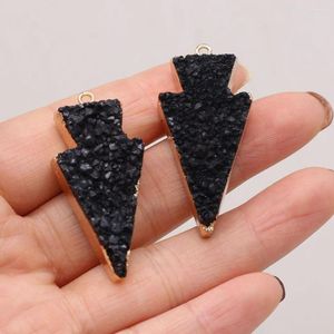 Pendant Necklaces 1Pcs Trendy Natural Stone Agates Arrow Shape Crystal Druzys Charms For Jewelry Making DIY Crafts Necklace Accessories