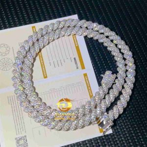 Lager redo att skicka GRA -certifierade VVS Moissanite Diamond 8mm 18 tum Hip Hop Iced Out Rope Chain