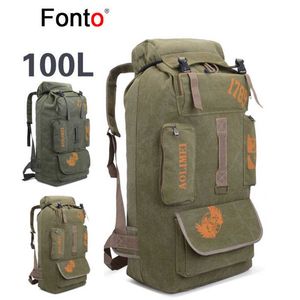 Backpacking Paketleri 100L 70L Kamp Sırt Çantası Tuval Erkekler için Açık Kadın Suya Dayanıklı Yürüyüş Sırt Çantaları Açık Slimping Bagaj P230510