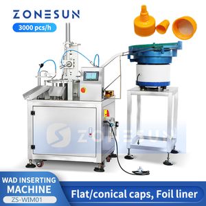 Zonesun Automatisk induktion WAD Inserting Machine Aluminiumfoliefoder Plastflaskan LID PACKATION Vibrationsmatare ZS-Wim01