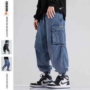 Men's Jeans Baggy Y2K Cargo Jeans For Man Big Pocket WideLeg Streetwear Harajuku Casual Cargo pants Men Hip Hop High street Harem Trousers Z0508