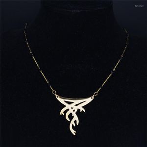 Pendant Necklaces Witchcraft Forest Tree Branch Stainless Steel Statement Necklace Women Gold Color Jewelry Colgantes N4146S08