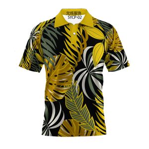 Herrpolos sommarskjorta polyester andningsbara bekväma knappar 3D HD Tryckt Hawaiian Style Parentchild Clothing Tops 230510