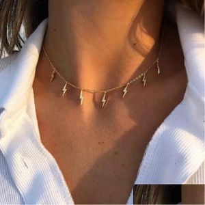 Chokers Frauen Mode Gold Blitz Choker Halskette Kreative Quaste Kette Halsketten Vintage Party Schmuck Geschenk für Mädchen Drop Deliv Dhqby