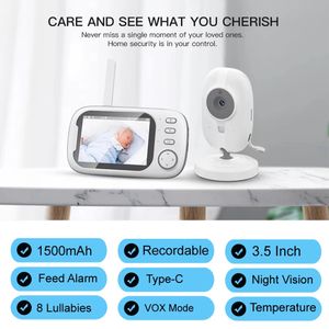 3.5 Inch Video Baby Monitor with Camera, Wireless Security Smart Nanny Cam, Temperature Sensor, Electronic Babyphone, Cry Baby Feeding Alarm