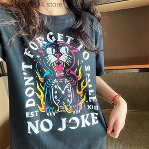Women's T-Shirt Don't Forget To Smile Inspire T Shirt For Unisex Black Loose Cotton Short Sleeve Tops Tees Summer Fashion Crewneck Tiger Shirts T230510