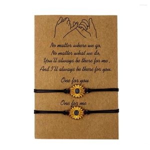 Braccialetti con ciondoli 2 pezzi/set Donna Fashion Lega Girasole Cera Linea Maglia Amicizia Braccialetto Uomo Regalo