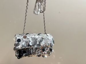 Tasarımcılar Classi Sequins CC omuz çantaları çanta 5a Kalite Kapitone Matelasse Flep Çanta Gümüş Metal Zincir Crossbody Bag Lüks Tasarımcı Çanta Para Çanta