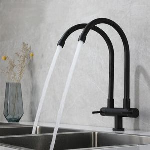 Kitchen Faucets 360 Degree Rotate Sink Faucet Single Cold Double Outlet Pipe Tap Stream Sprayer 304 Stainless