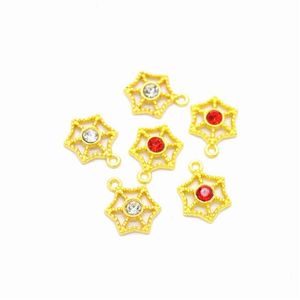 Charms 300pcs /lot Gold Color Spider Web Pingente com shinestone 14x10mm bom para jóias artesanais Diy Fazendo entrega de entrega de entrega com dhgbs