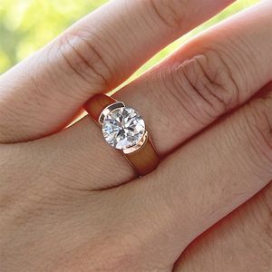 Solitaire Ring Cosfix 2ct Алмазные обручальные розовые кольца для женщин 100% 925 Серебряный серебряный свадебный кольцо.