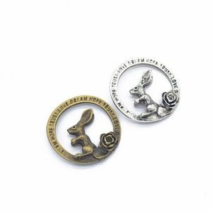 Charms 100 st antika brons Sier Round Letter Rabbit Rose Flower Hope Trust Love Dream 3M Drop Leverans smycken Fyndkomponenter DH5FD