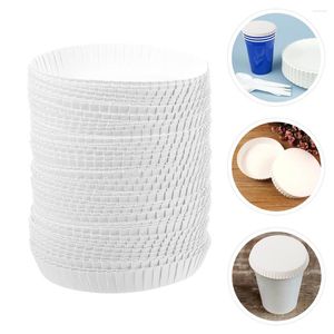 Dinnerware Sets 100 Pcs Paper Cup Lid Tops Cover Cafe Caps Cups Lids El KTV Disposable Glasses