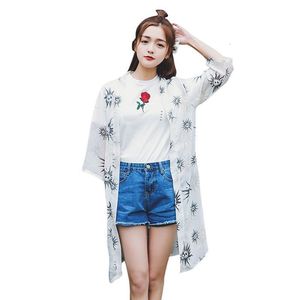 Women's Blouses Shirts Summer Beach Cardigan Light Thin Windproof Sun Protection Clothing SevenPoint Sleeve Open Front Casual Top 230510