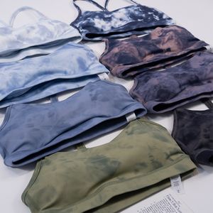 LLBRA AIGN YOGA ÖVNING Hög Effekt Fitness Sömlös toppklass Rem Trap Dye High Elastic Bra Gym Women's Sports Wear Yoga Övningsbehållare