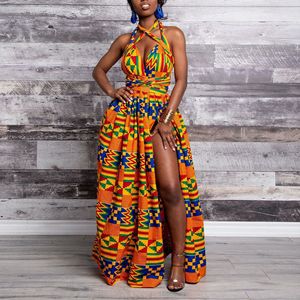 Etniska kläder Ankara Africa Maxi Dress Women Dashiki Tryck Split African Clothes Party ES For Robe Africaine 230510