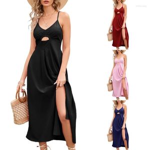 Casual Dresses Style Women Solid Color Spaghetti Strap Dress Long Maxi Slip