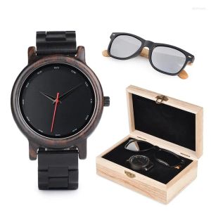 Armbanduhren BOBO BIRD Uhren Herren Holz Sonnenbrillen Damen Damen im Anzug Geschenkbox Quarz Armbanduhr Herren Saat Erkek Zeitmesser