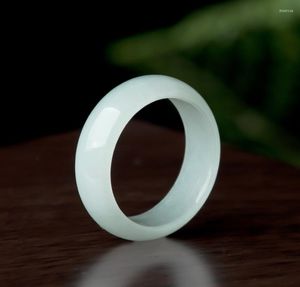 Pierścienie klastra Średnica wewnętrzna 18 mm-20 mm naturalny Birma Jade Ring Kobiet i męskie jadeitowe koło biżuterii