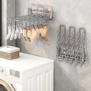 Hangers Multifunctional Stainless Steel Drying Rack Clip Wall Mounted Socks Underwear Laundry Storage Organizer For Home Wholesale