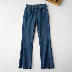 Jeans femminile primavera autunno 2023 Donne sciolte per tutta la partita ad alta vita comoda acqua lavata in denim pantaloni di bagliori elastici di cotone