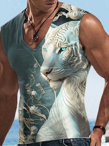 RUKAS Sleeveless T-shirt Sleeveless Men's Graphic Animal V-neck Clothing 3D Printing Sports Running Sleeveless 3D Printing Original Pattern Daily Muscle